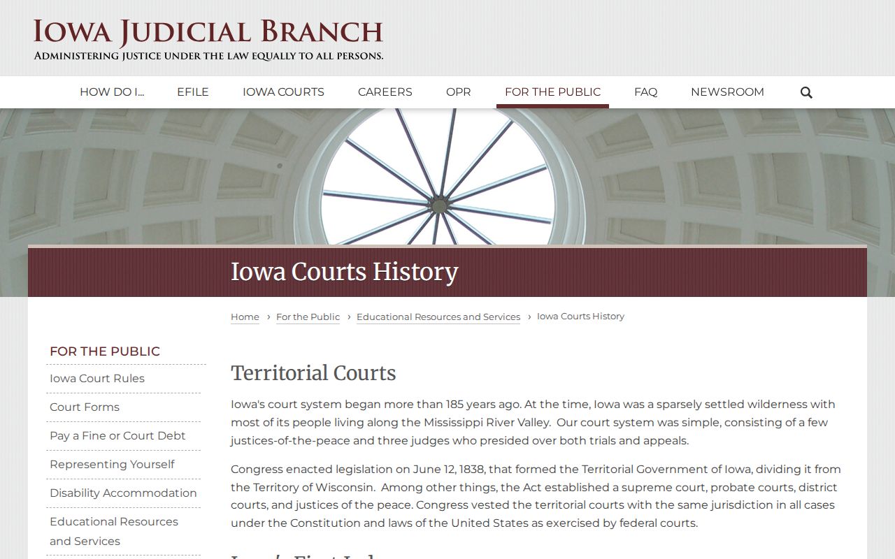 Iowa courts history explaining the unified trial-court system in Jackson County