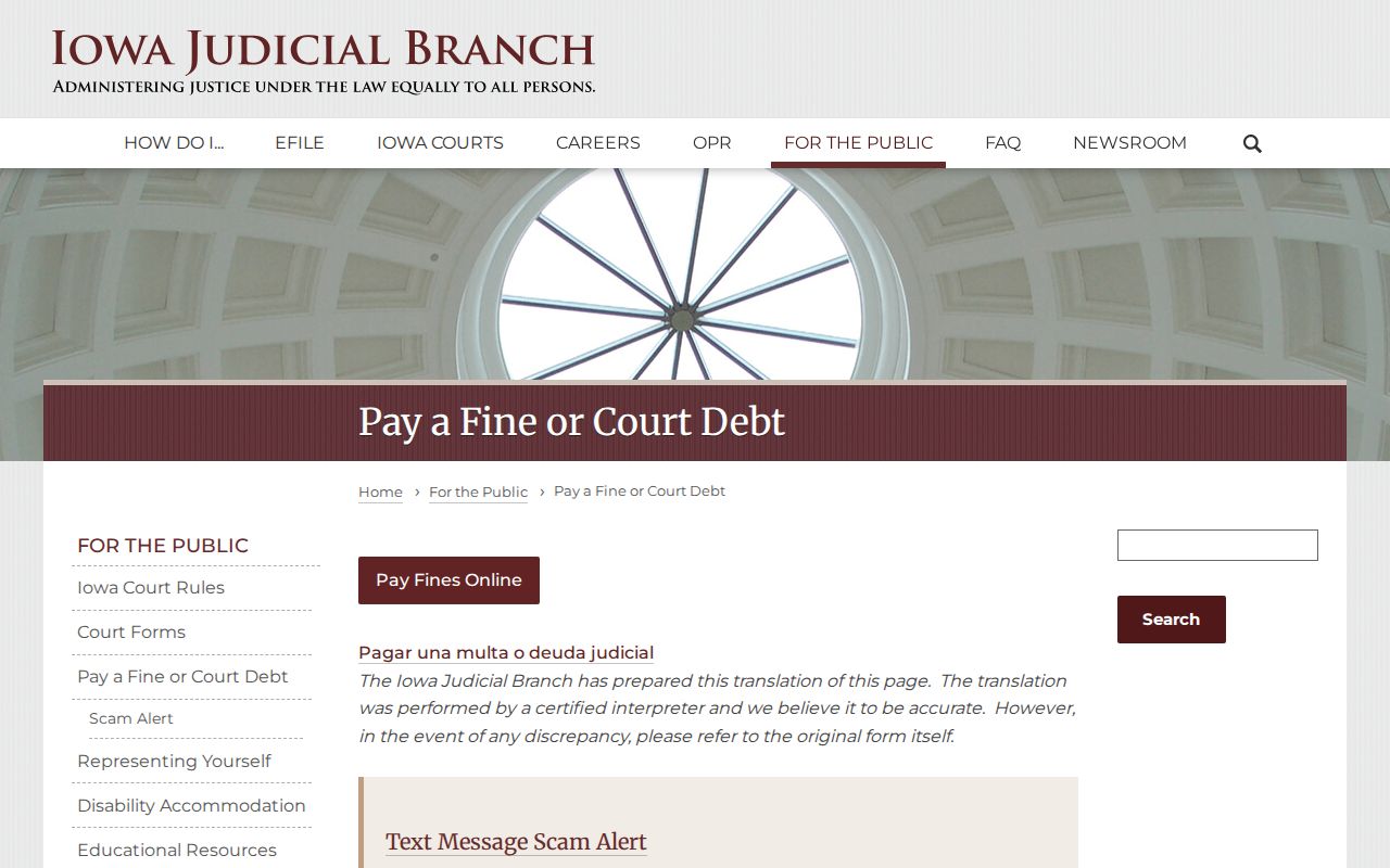 Jackson County traffic warrant search and Iowa Courts fine payment guidance