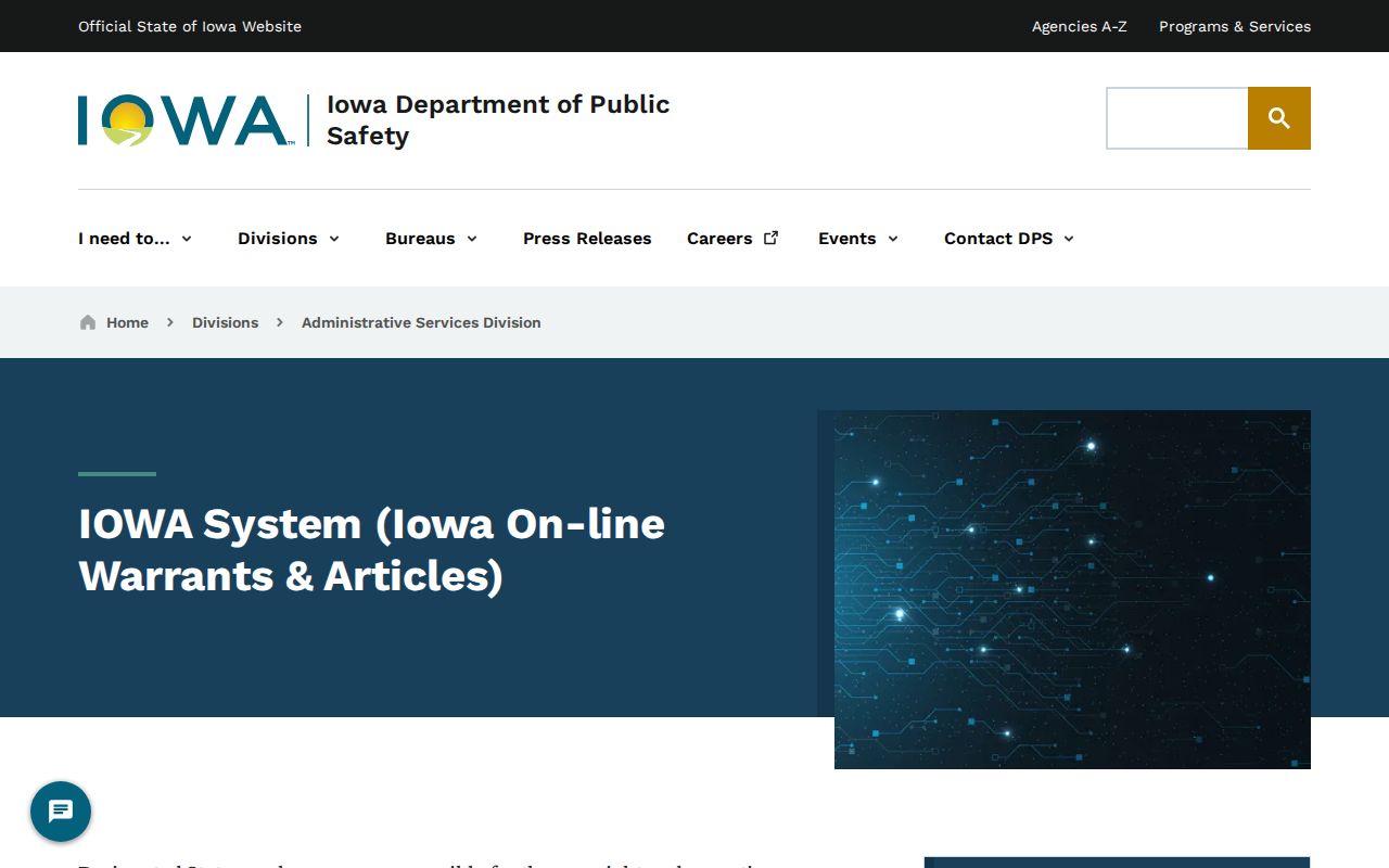 Jackson County municipal warrant and restricted Iowa law enforcement system