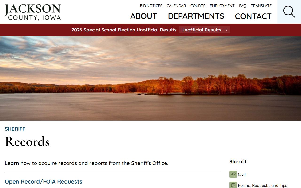 Jackson County Sheriff records request information